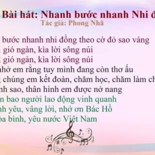 Lời bài hát Nhanh bước nhanh nhi đồng - Phong Nhã | Nhanh bước nhanh nhi đồng Lyrics